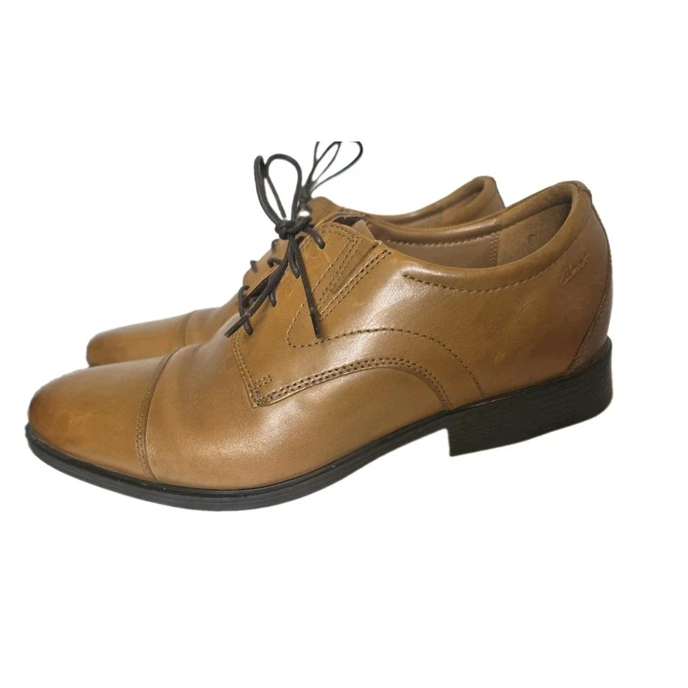 Clarks Mens Tan/Light Brown Tilden Cap Shoes US 13W